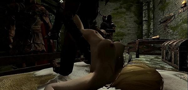  Skyrim - Imperial soldiers gangbang a sexy Nord - part1